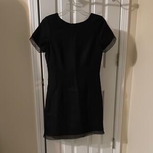 Black Sheath Mini Dress with Crew Neck